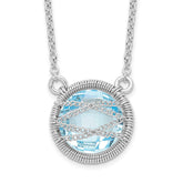 Sterling Silver Rhodium-plated Blue Topaz w/1.5in Ext 18in Necklace